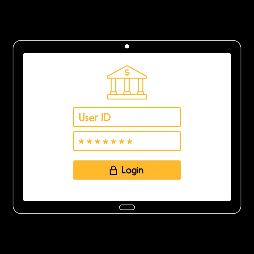 Image showing a user ID and password login prompt to access your financial institution account